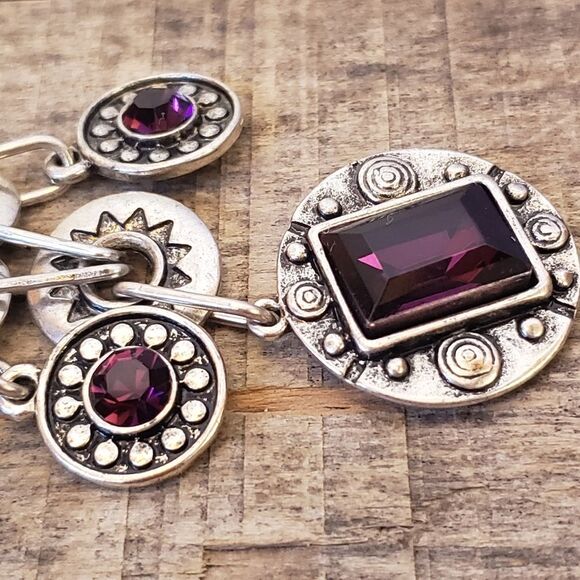 ART DECO Silver-tone & Faux Amethyst Necklace - Picture 8 of 8